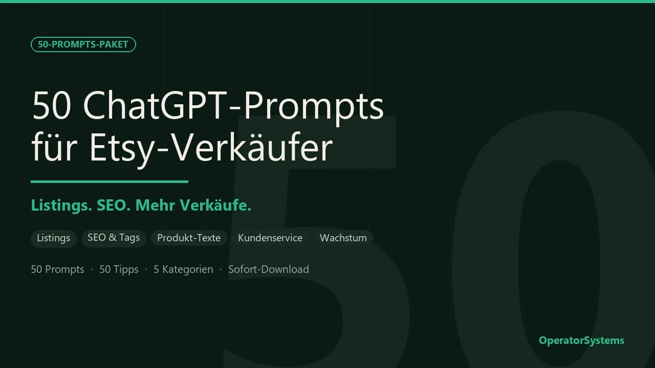 Cover: 50 ChatGPT Prompts for Etsy Sellers