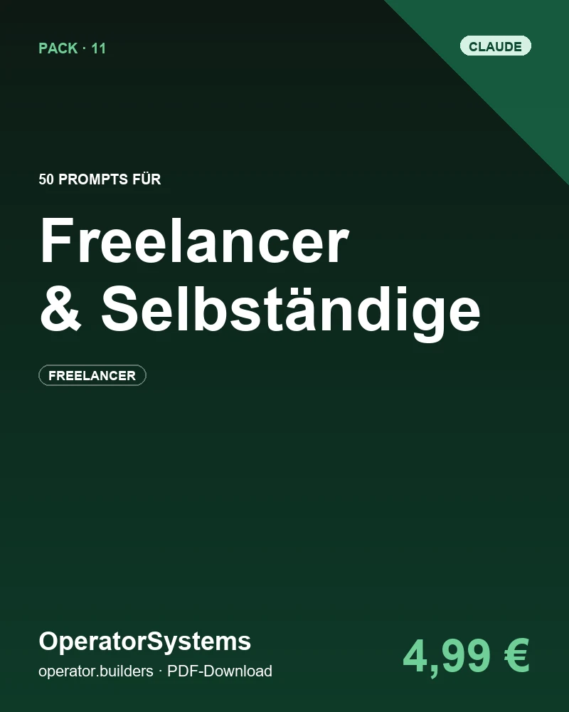 Cover: 50 Claude Prompts für Freelancer & Selbständige